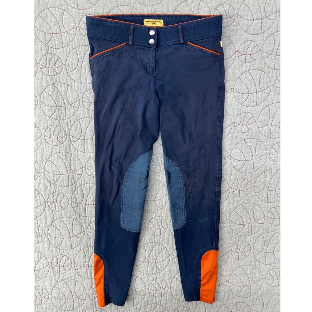 Devon-Aire‎ Riding Breeches Navy Blue Orange Knee Patch / Womens 26R